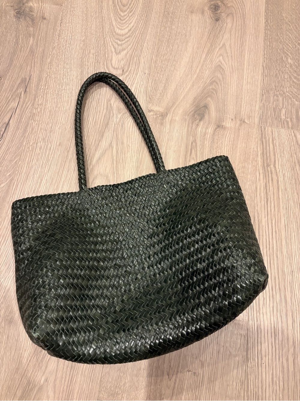 Madewell Signature Woven Leather Tote Bag in Dark Green